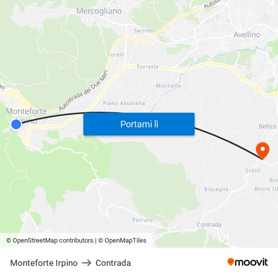 Monteforte Irpino to Contrada map