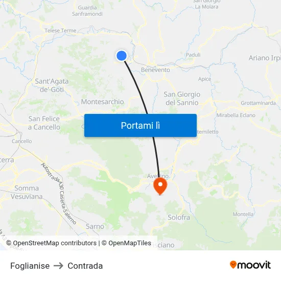 Foglianise to Contrada map
