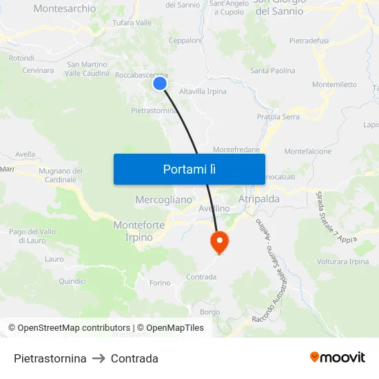 Pietrastornina to Contrada map