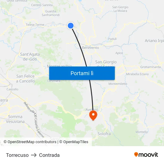 Torrecuso to Contrada map