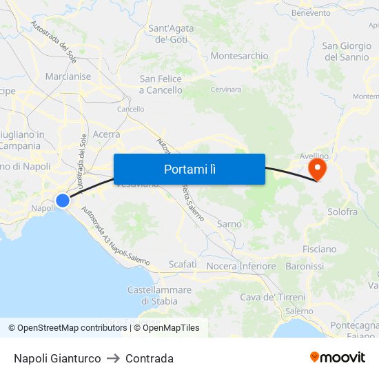 Napoli Gianturco to Contrada map