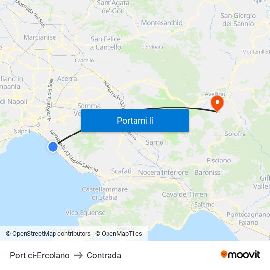 Portici-Ercolano to Contrada map