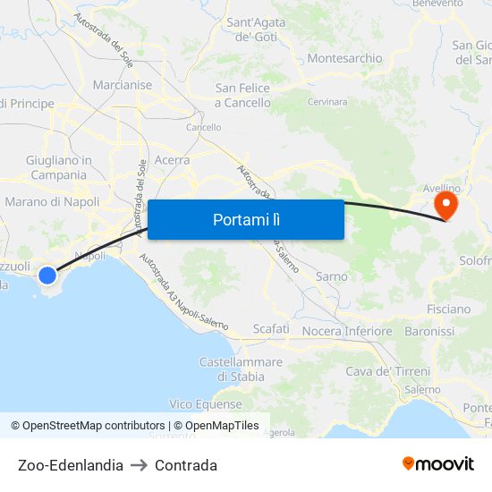 Zoo-Edenlandia to Contrada map