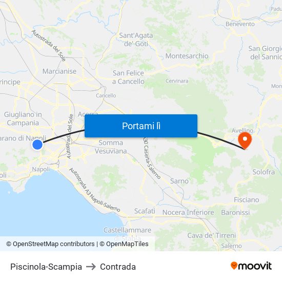 Piscinola-Scampia to Contrada map