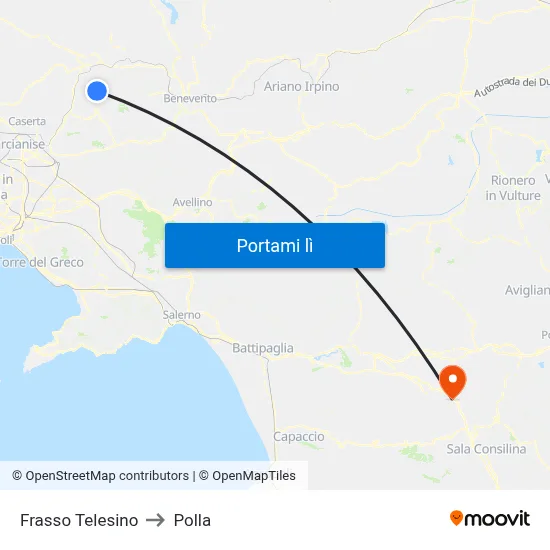 Frasso Telesino to Polla map