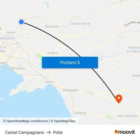 Castel Campagnano to Polla map