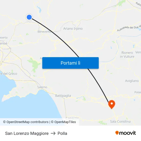 San Lorenzo Maggiore to Polla map