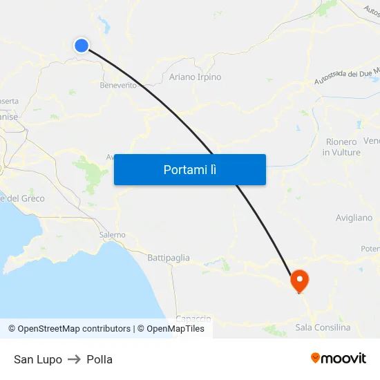 San Lupo to Polla map