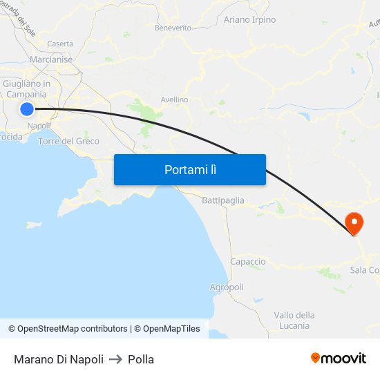 Marano Di Napoli to Polla map