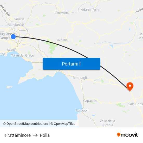 Frattaminore to Polla map