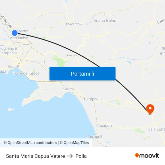 Santa Maria Capua Vetere to Polla map
