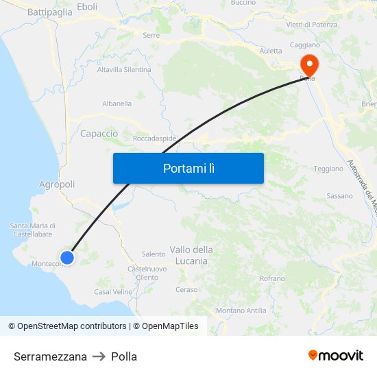 Serramezzana to Polla map