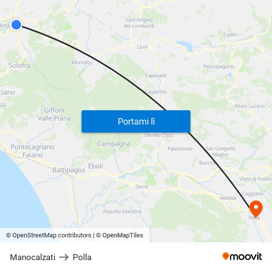 Manocalzati to Polla map