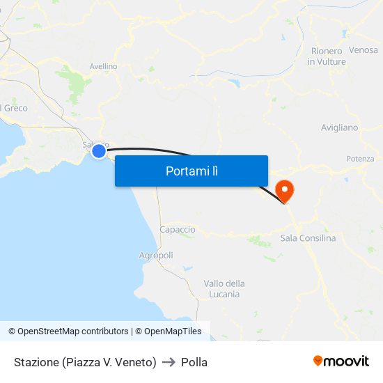 Stazione (Piazza V. Veneto) to Polla map