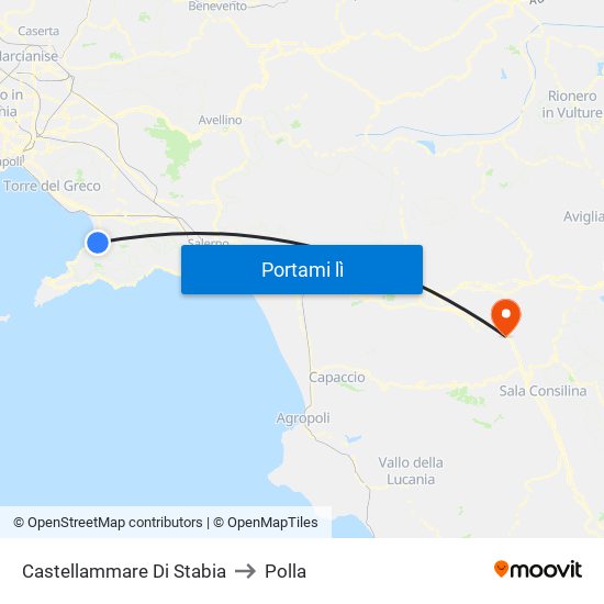 Castellammare Di Stabia to Polla map