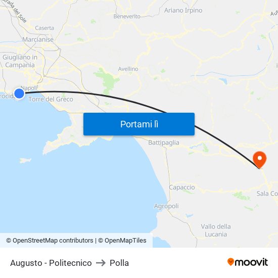 Augusto - Politecnico to Polla map