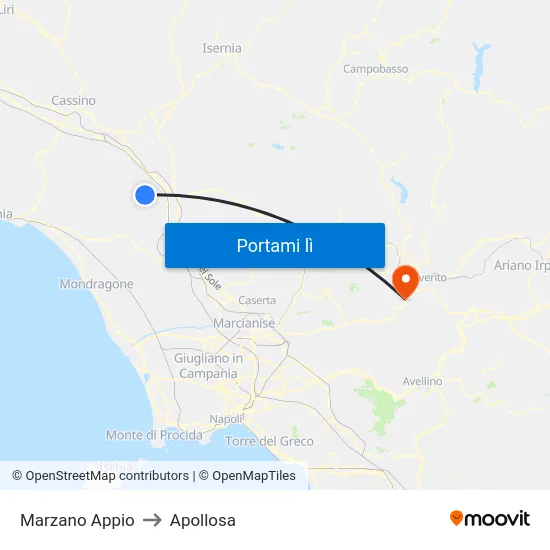 Marzano Appio to Apollosa map
