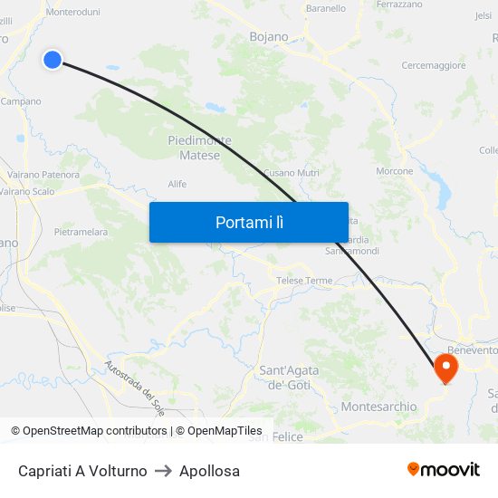 Capriati A Volturno to Apollosa map