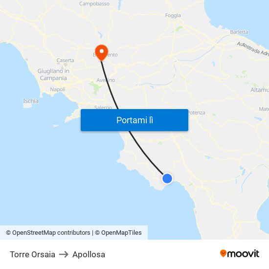 Torre Orsaia to Apollosa map