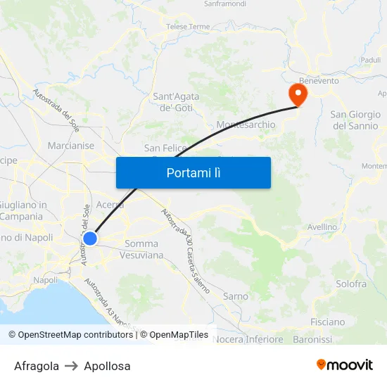 Afragola to Apollosa map