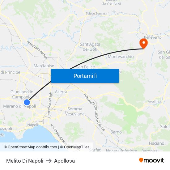 Melito Di Napoli to Apollosa map