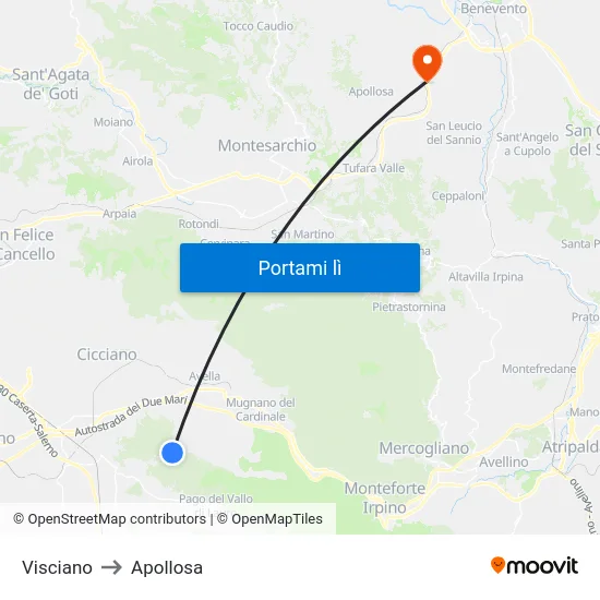 Visciano to Apollosa map