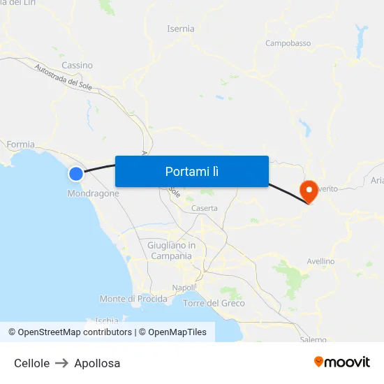 Cellole to Apollosa map