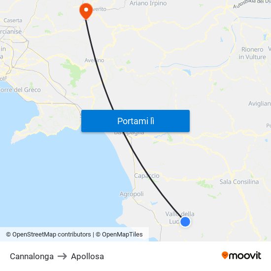 Cannalonga to Apollosa map