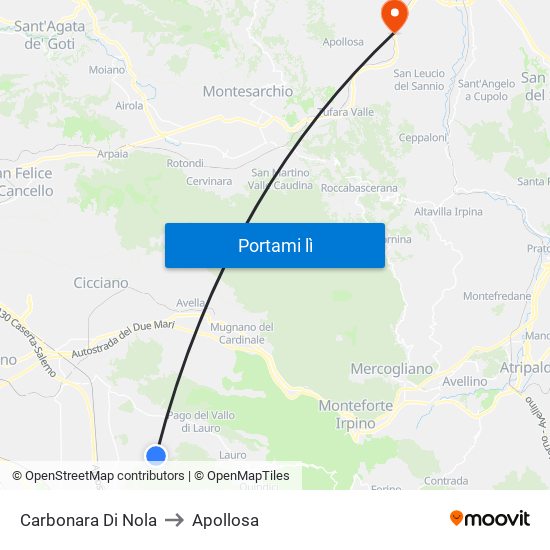 Carbonara Di Nola to Apollosa map