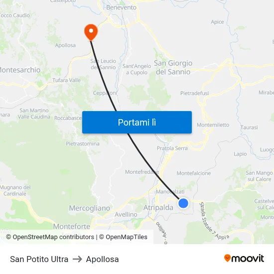 San Potito Ultra to Apollosa map