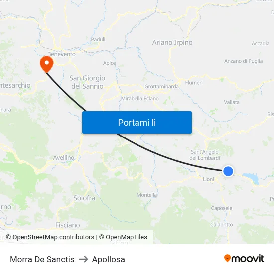 Morra De Sanctis to Apollosa map