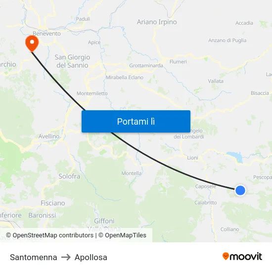 Santomenna to Apollosa map