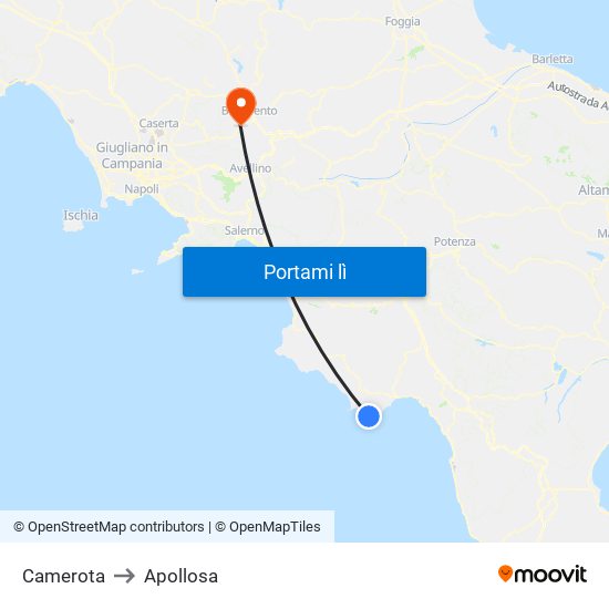 Camerota to Apollosa map