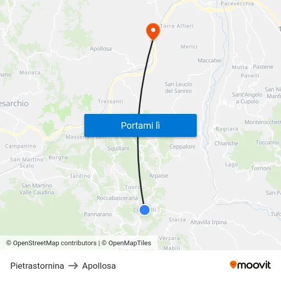 Pietrastornina to Apollosa map