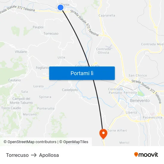 Torrecuso to Apollosa map