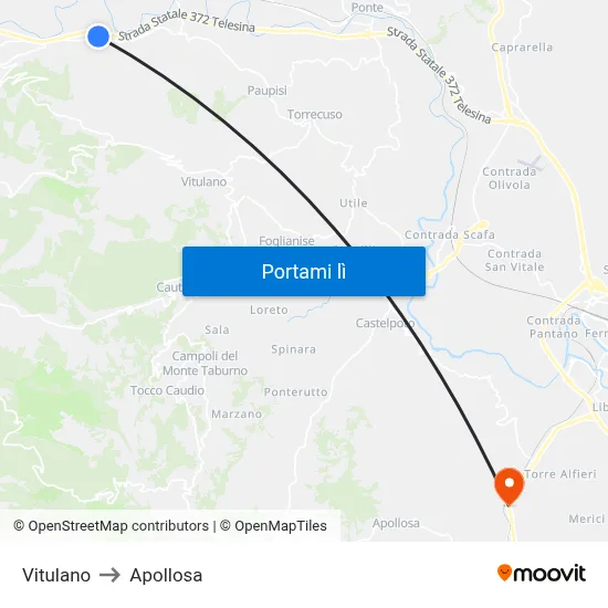 Vitulano to Apollosa map