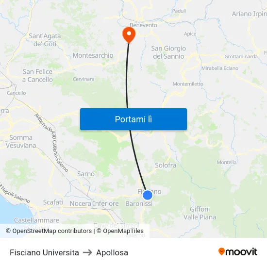 Fisciano Universita to Apollosa map