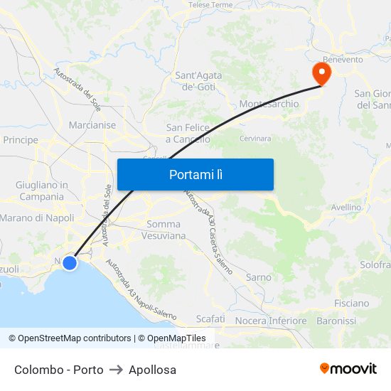 Colombo - Porto to Apollosa map