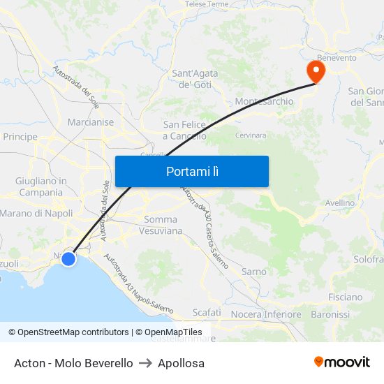 Acton - Molo Beverello to Apollosa map