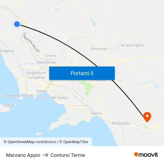 Marzano Appio to Contursi Terme map