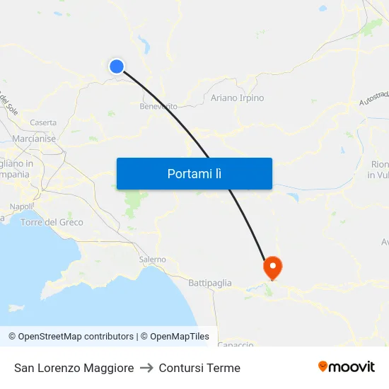 San Lorenzo Maggiore to Contursi Terme map