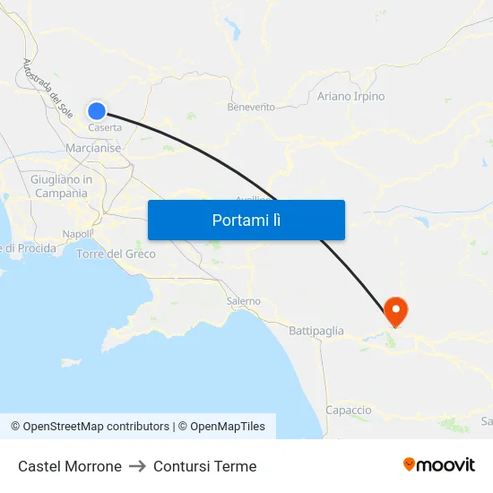 Castel Morrone to Contursi Terme map