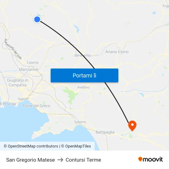 San Gregorio Matese to Contursi Terme map