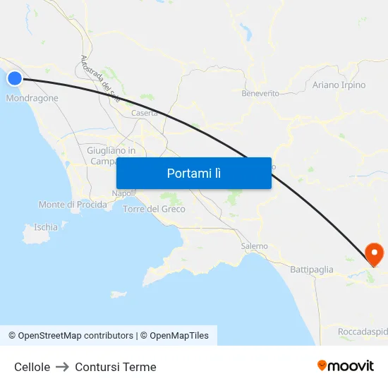 Cellole to Contursi Terme map