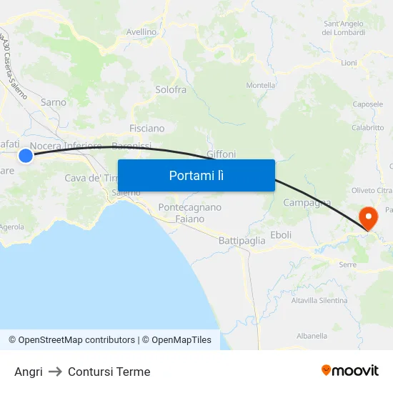 Angri to Contursi Terme map