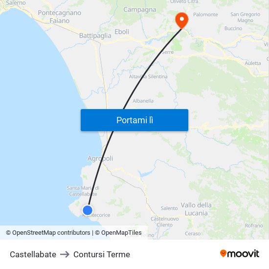 Castellabate to Contursi Terme map