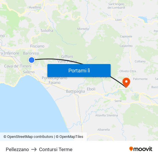 Pellezzano to Contursi Terme map