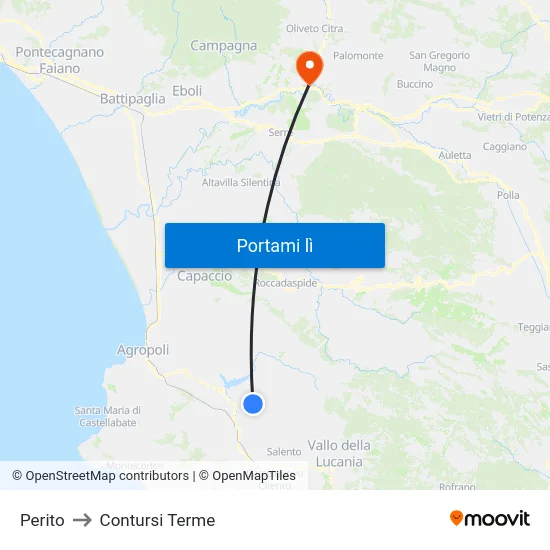 Perito to Contursi Terme map