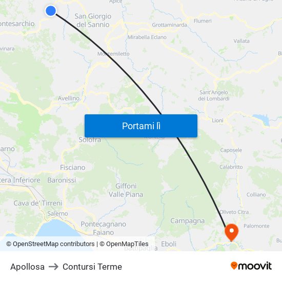 Apollosa to Contursi Terme map