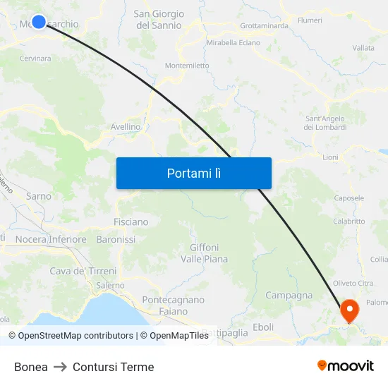 Bonea to Contursi Terme map